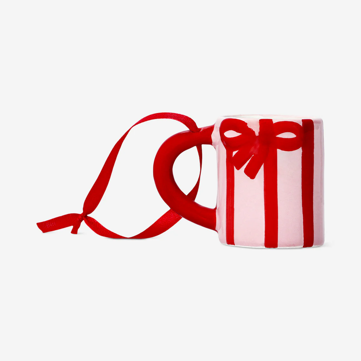 Mini stripy mug with bow ornament