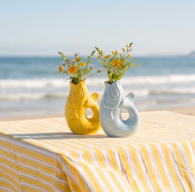 Yellow fish vase - 21 cm