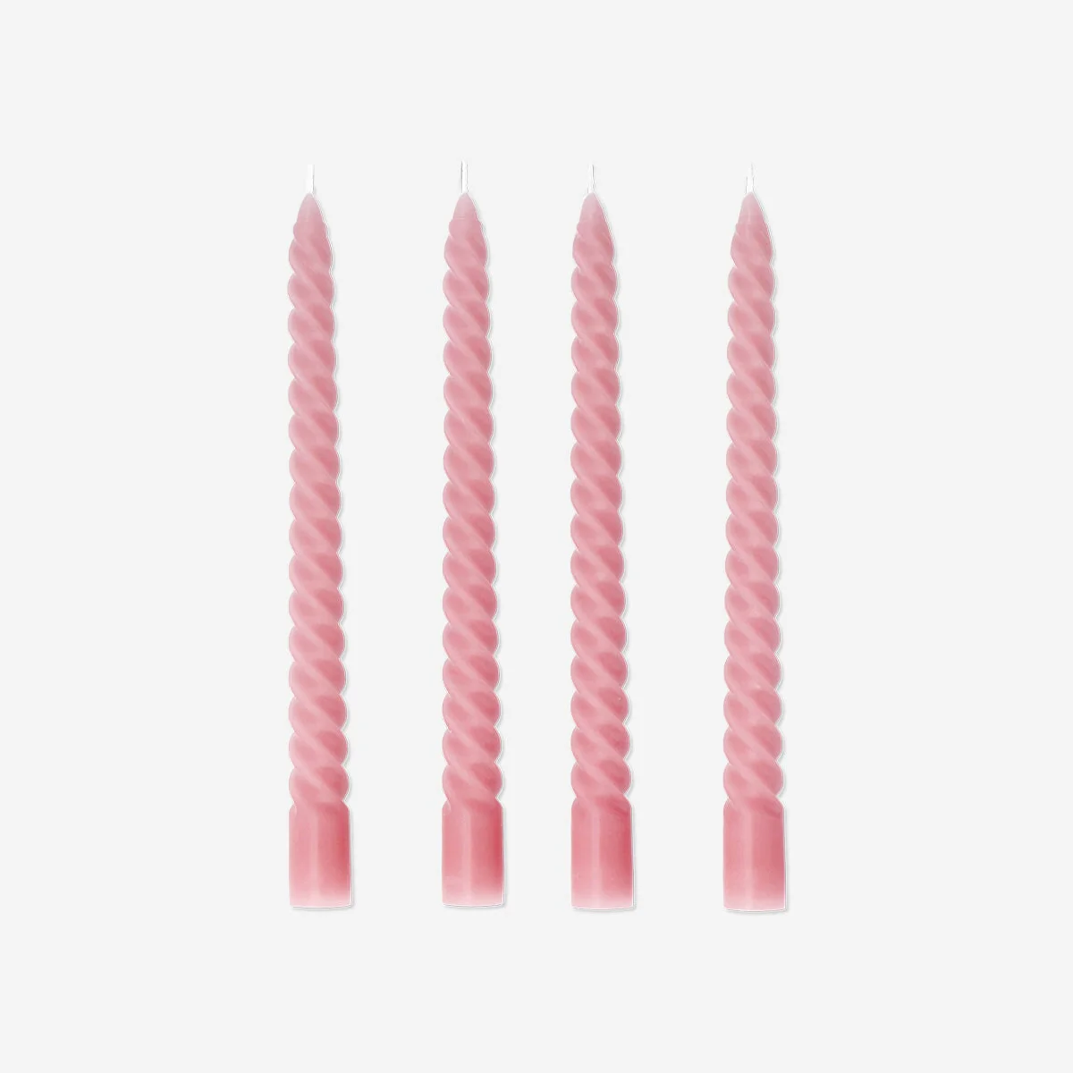 Twisted pink dinner candles - 4 pcs
