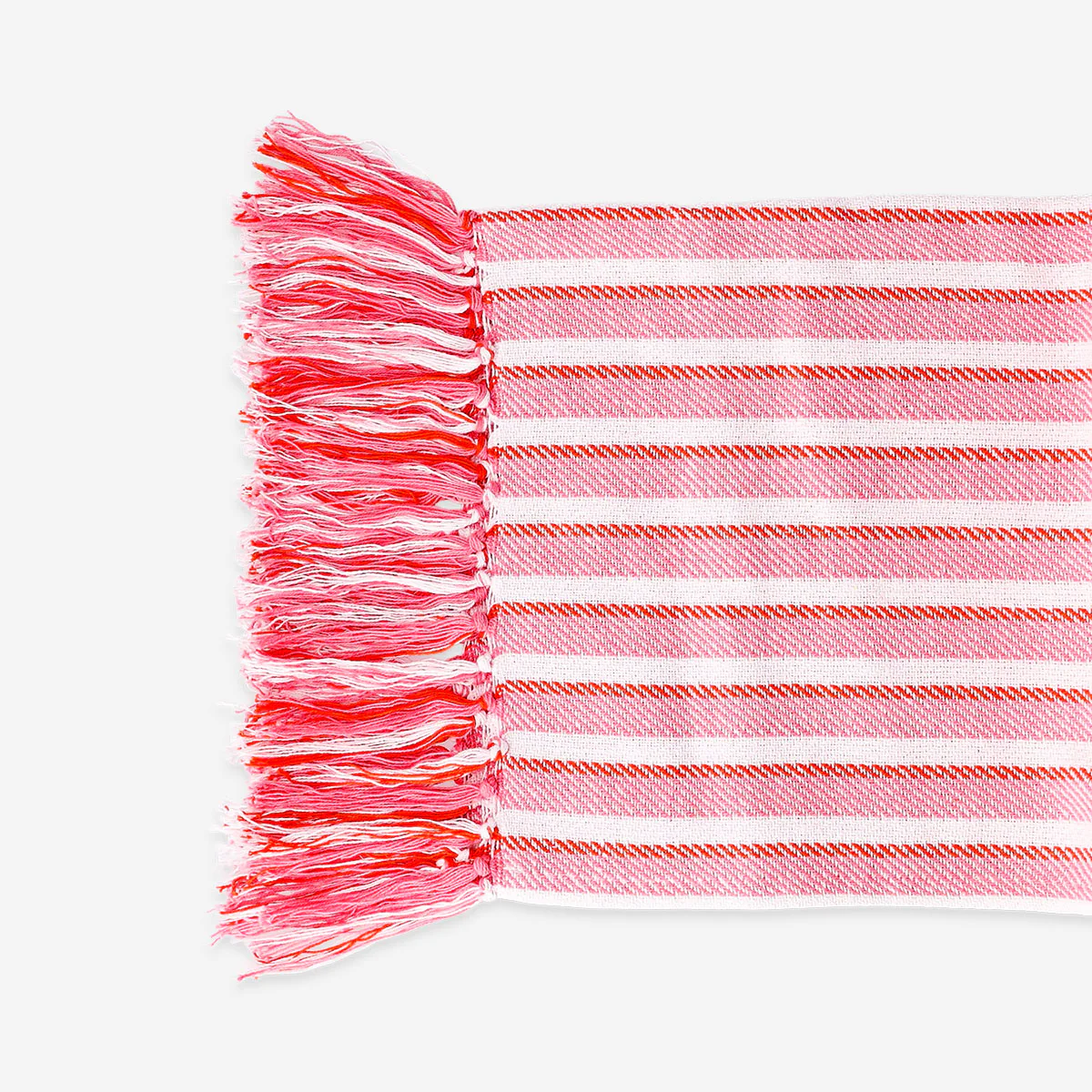 Throw blanket with pink stripes and fringes - 120x170 cm