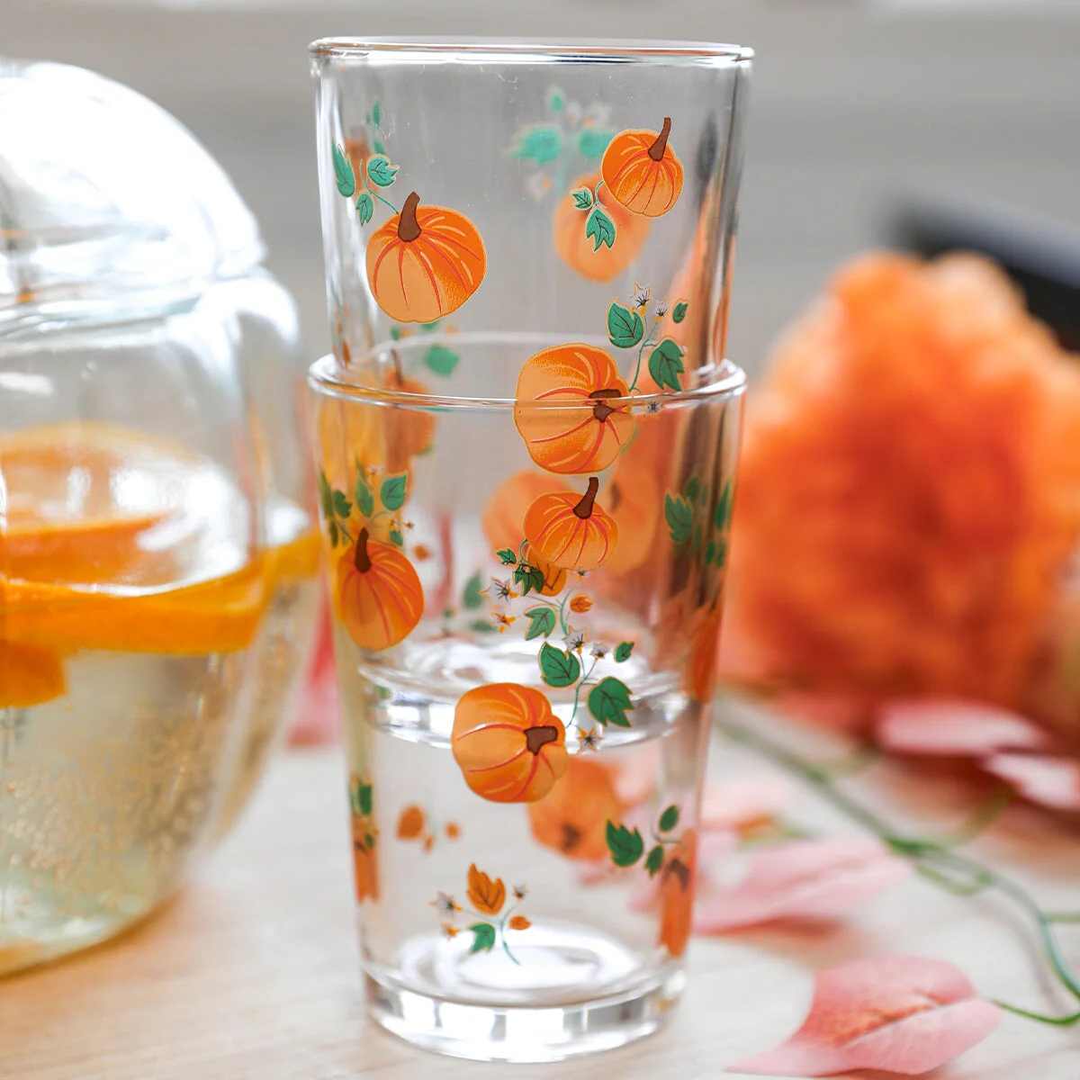 Drinking glass with pumpkin design - 220 ml