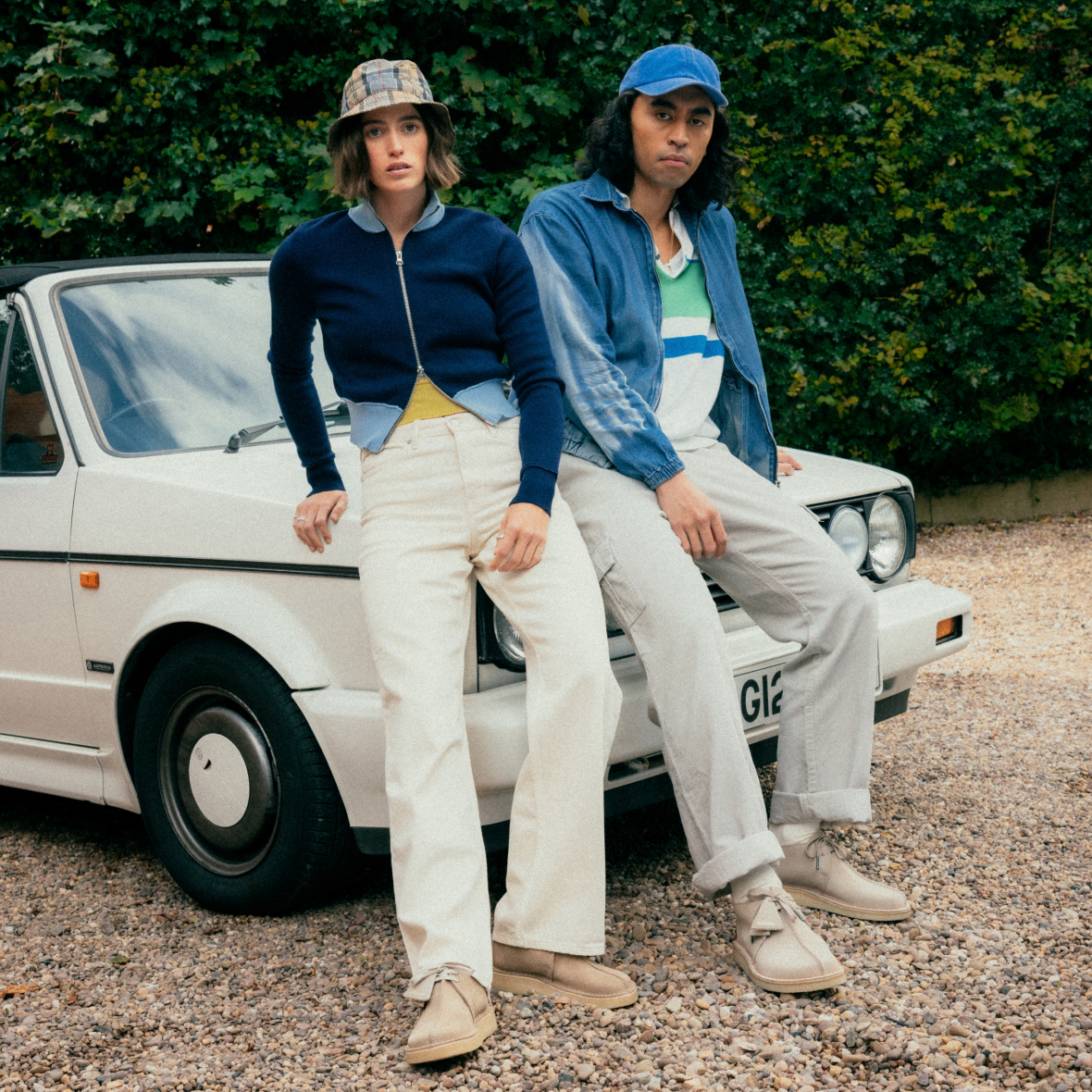Image of models wearing Clarks Originals shoes