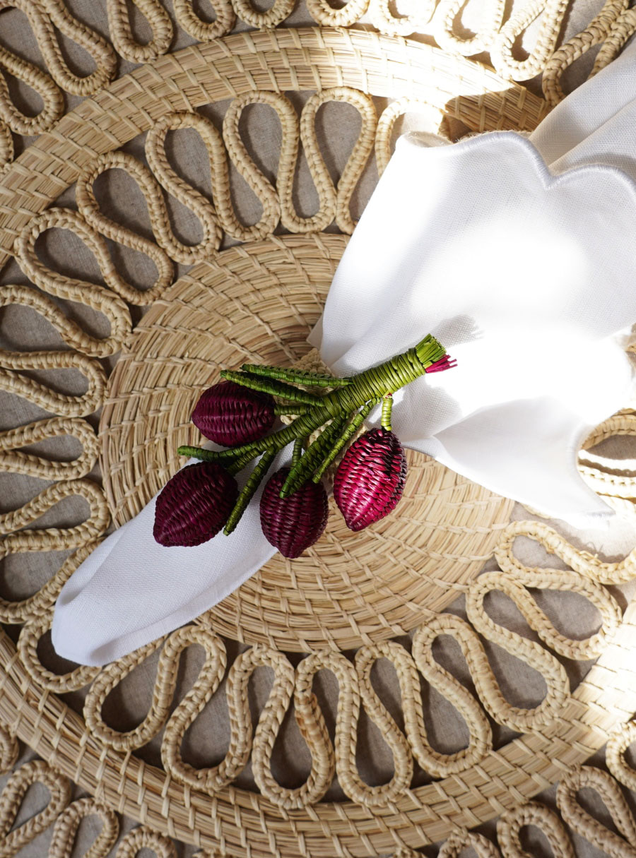 Coro Cora Magnolia Placemat and Olive Branch Napkin Ring
