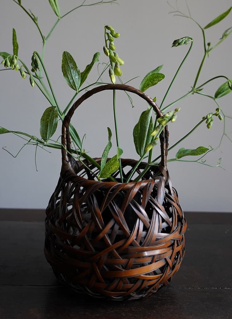 Vintage Japanese Bamboo Ikebana Basket