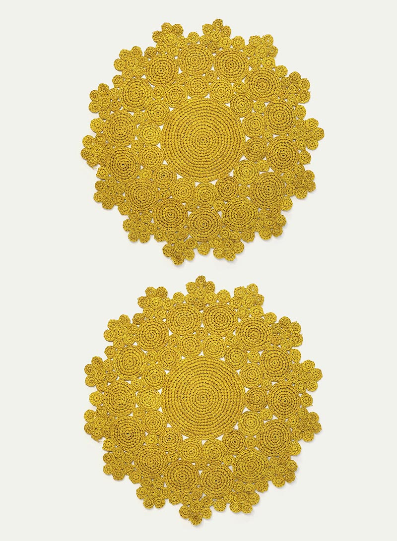 Set of Two Fleur Raffia Placemats
