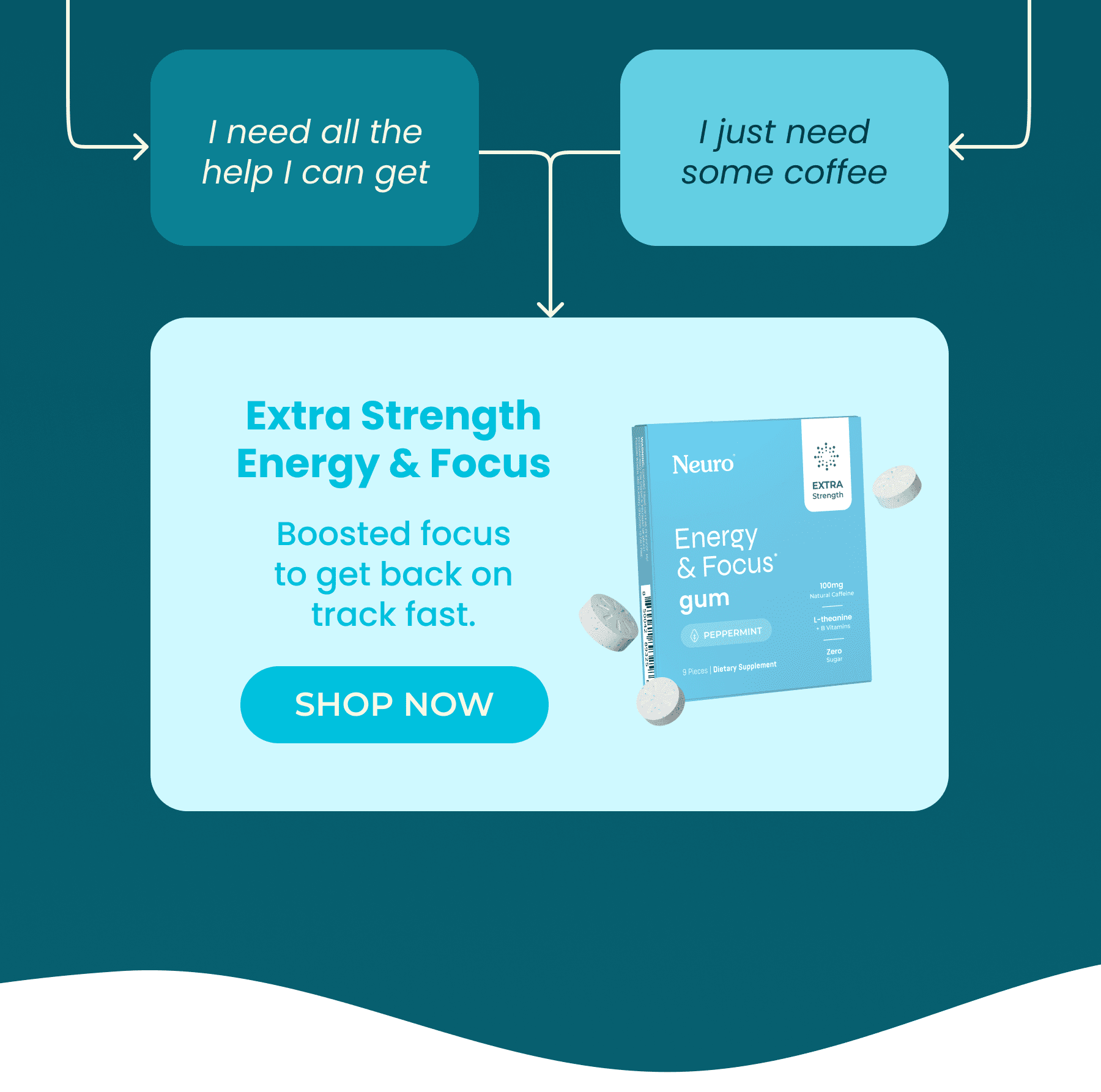 extra strength energy & focus: Boosted focus to get back on track fast.