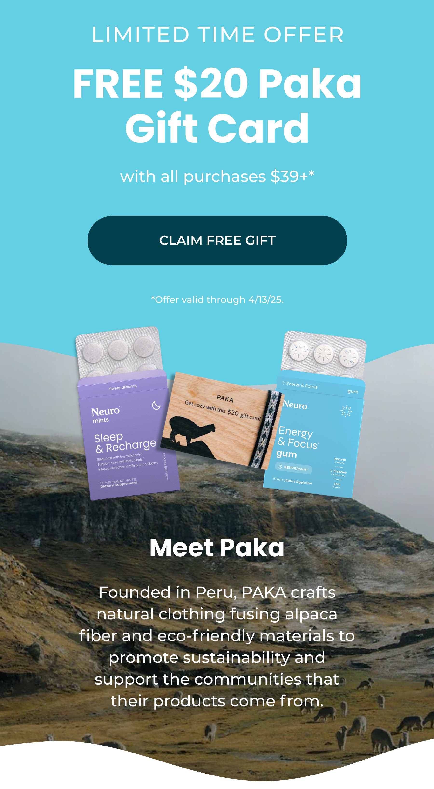 LIMITED TIME OFFER FREE $20 Paka Gift Card