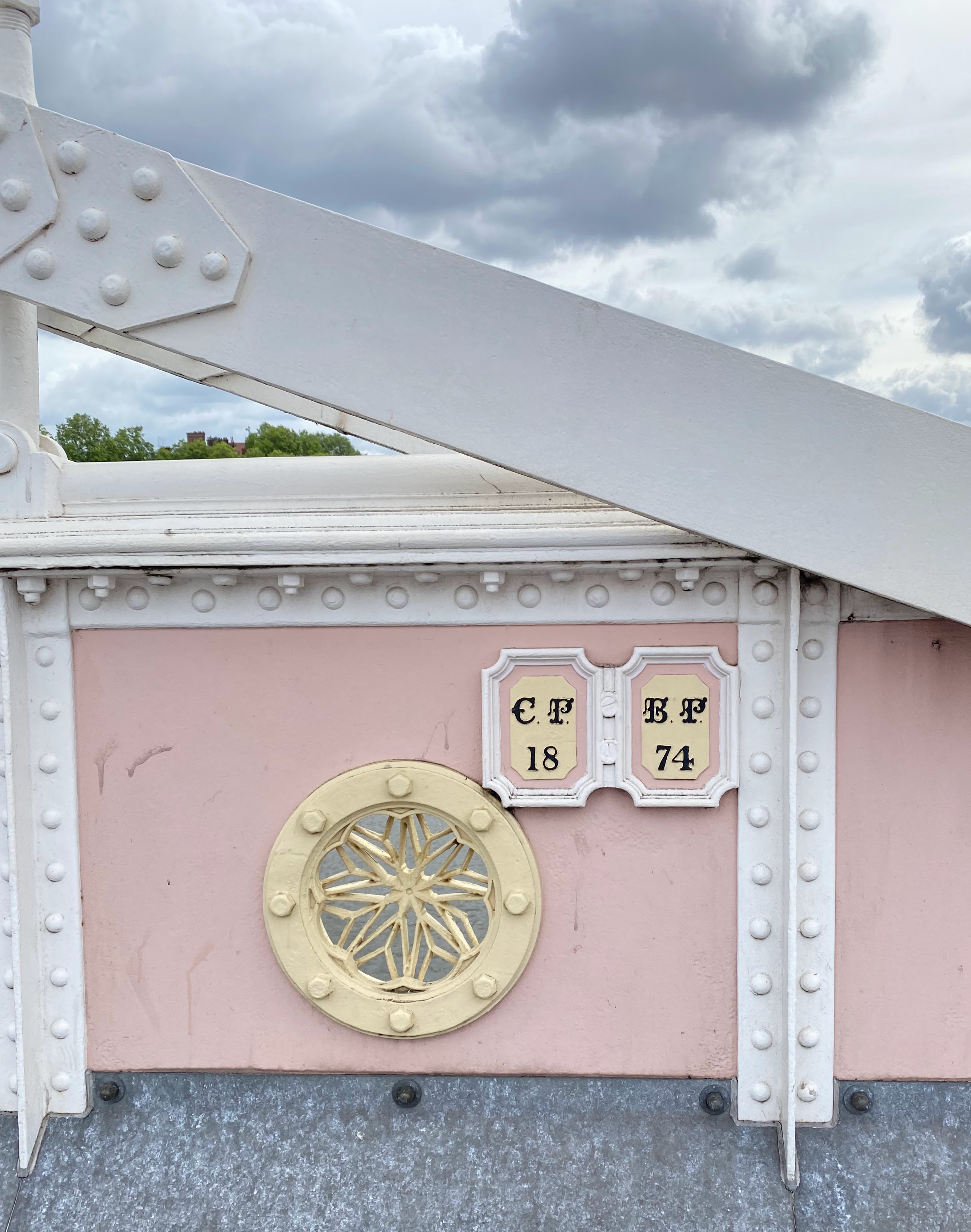 A victorian monogram on Albert Bridge in Chelsea, London