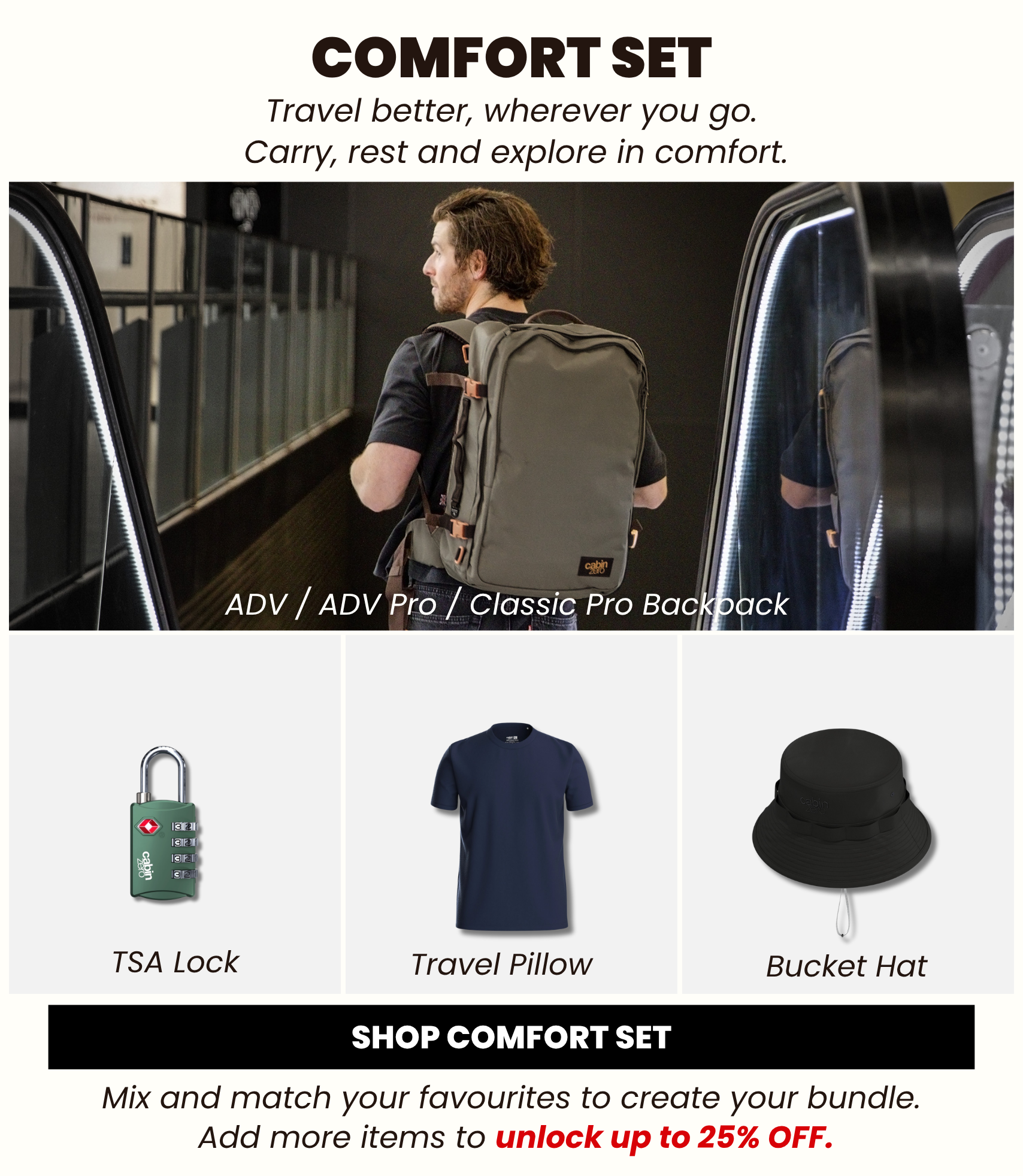 CabinZero backpack for comfortable everyday travel