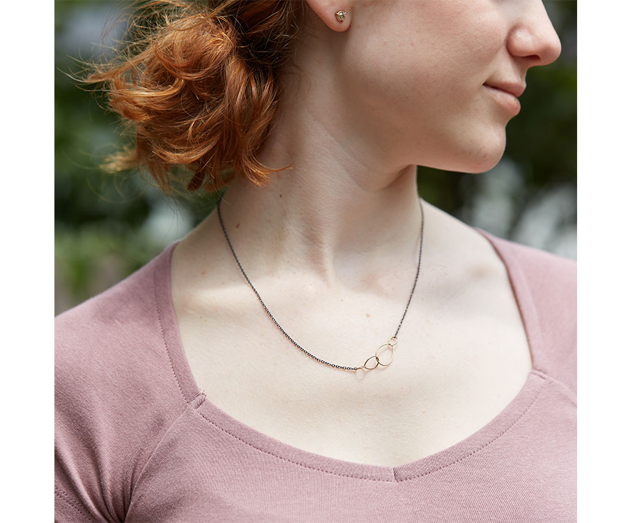 Aerial Dwell Oxidized Silver + 14k Gold Egg Waiting Necklace