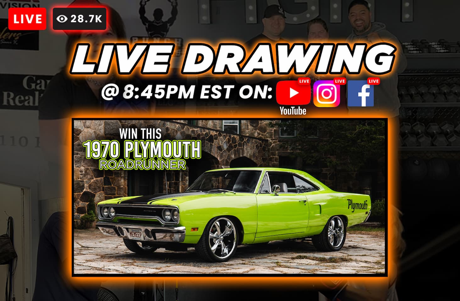 Live 1970 Plymouth Roadrunner Drawing