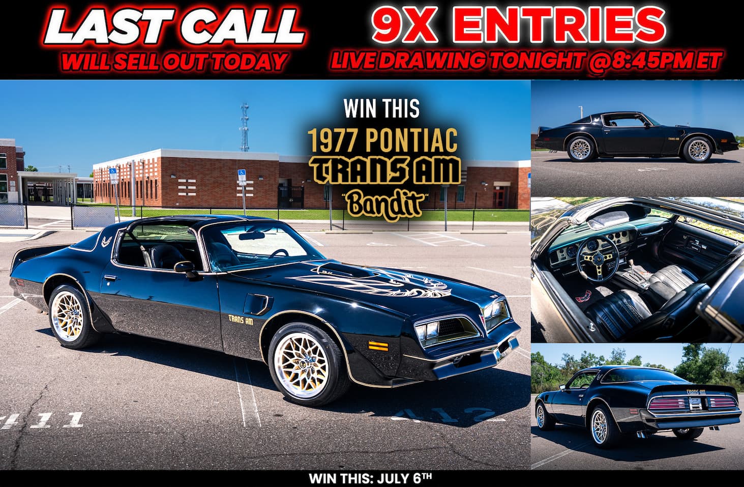 Win This 1977 Trans Am "Bandit" TONIGHT!