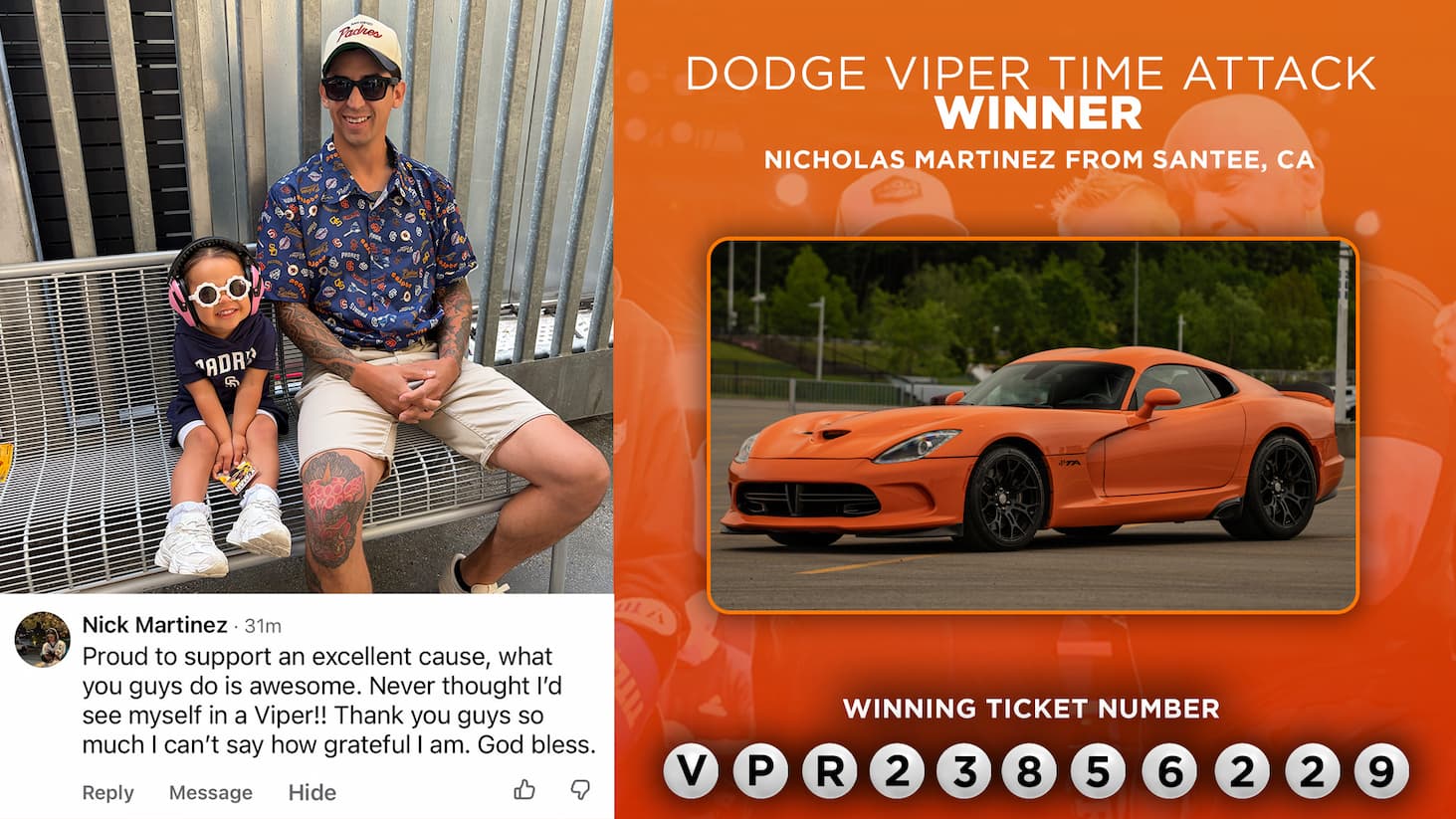 Last Nights Dodge Viper Winner