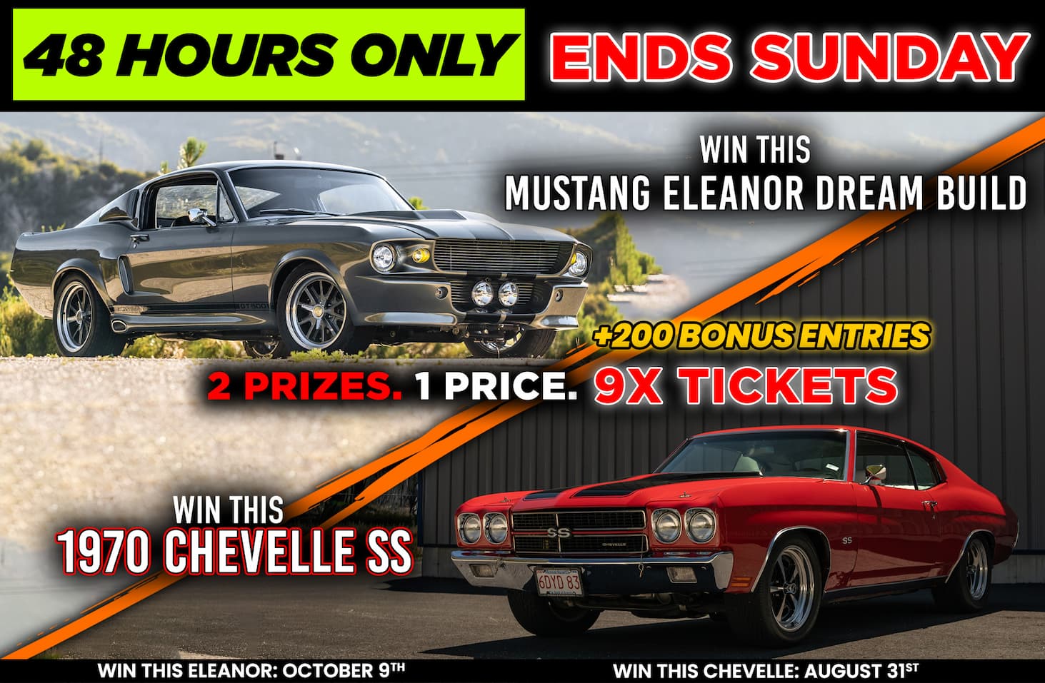 Win This 1970 Chevelle SS & Mustang Eleanor