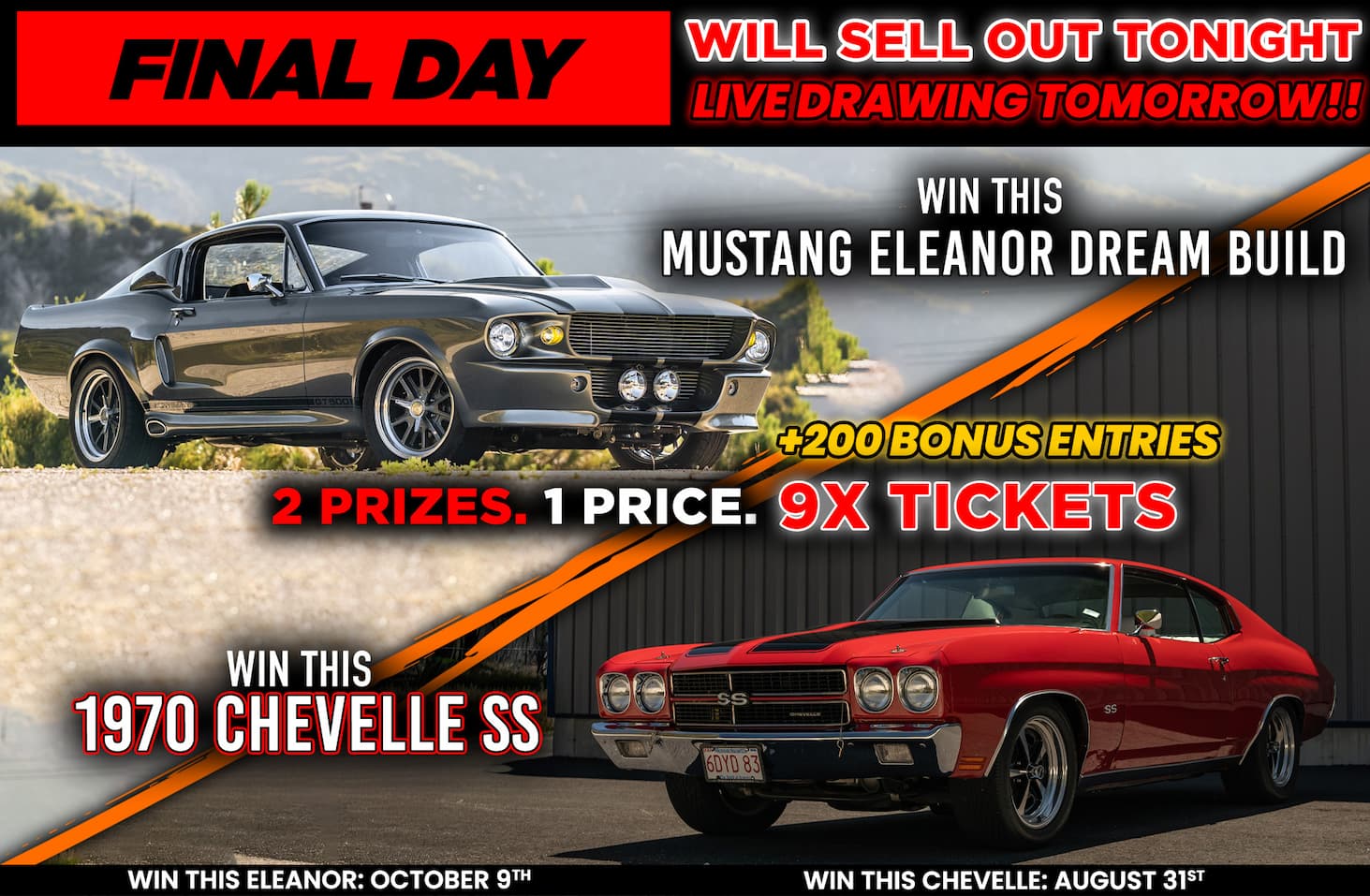 Win This 1970 Chevelle SS & Mustang Eleanor