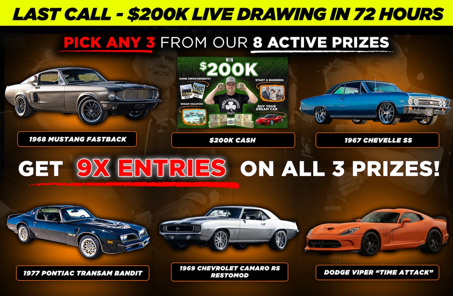 Pick Any 3 Prizes & Get 9X Tickets
