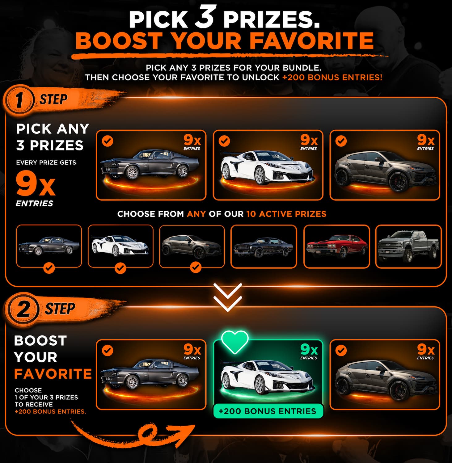 Pick Any 3 Prizes & Get 9X Tickets + 200 Free Tickets
