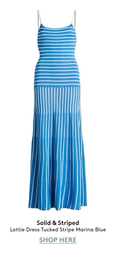 Lottie Dress Tucked Stripe Marina Blue