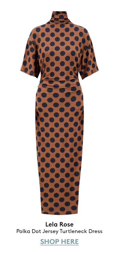Polka Dot Jersey Turtleneck Dress