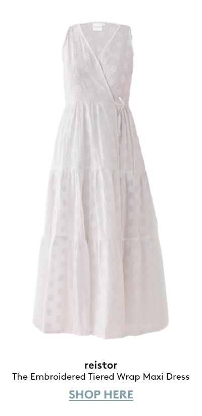 The Embroidered Tiered Wrap Maxi Dress