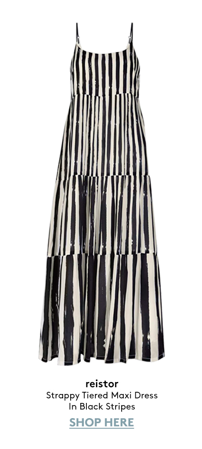 Strappy Tiered Maxi Dress In Black Stripes