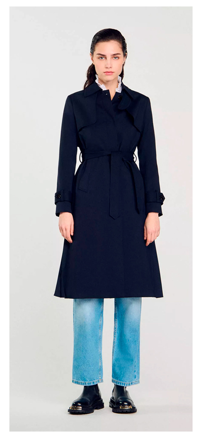 Trench Coat With Pleated Inset