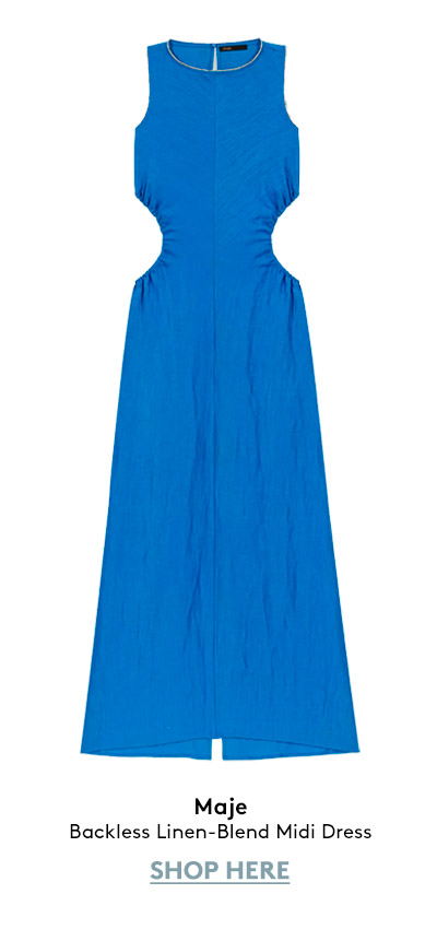 Backless Linen-Blend Midi Dress