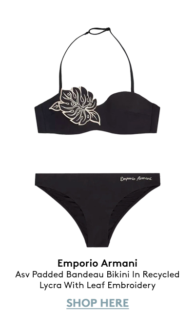 Asv Padded Bandeau Bikini In Recycled Lycra With Leaf Embroidery