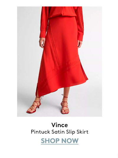 Pintuck Satin Slip Skirt