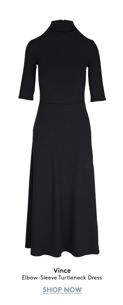 Elbow-Sleeve Turtleneck Dress Elbow-Sleeve Turtleneck Dress