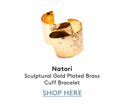 Sculptural Gold Plated Brass Cuff Bracelet