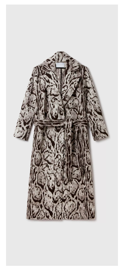 Cloud Leopard Jacquard Belted Trench Coat