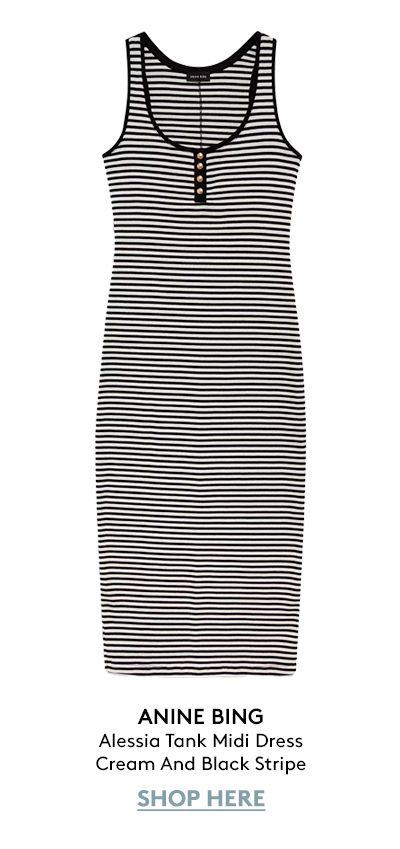 Alessia Tank Midi Dress - Cream And Black Stripe