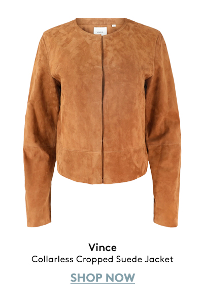 Collarless Cropped Suede Jacket Collarless Cropped Suede Jacket
