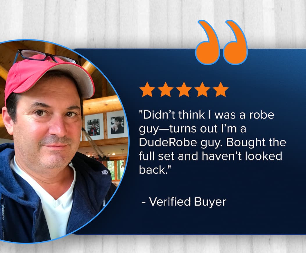 ⭐️⭐️⭐️⭐️⭐️ "Didn't think I was a robe guy—turns out I'm a DudeRobe guy. Bought the full set and haven't looked back." - Verified Buyer