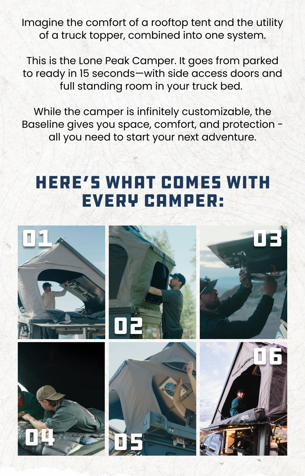 Imagine the comfort of a rooftop tent and the utility of a truck topper, combined into one system.