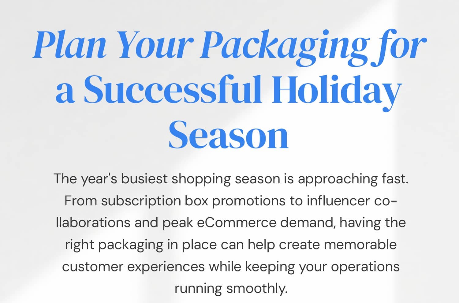 Plan Your Packaging for a Successful Holiday Season