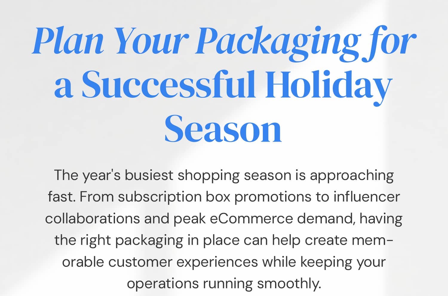 Plan Your Packaging for a Successful Holiday Season