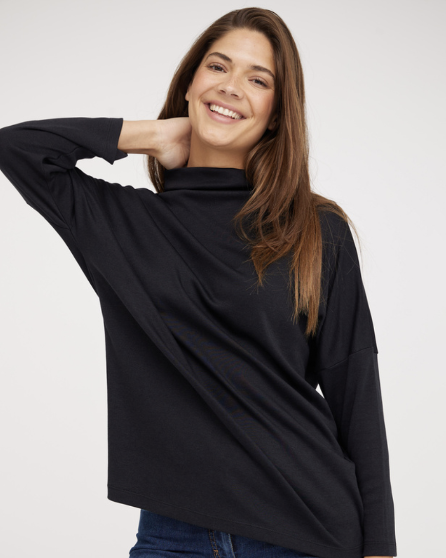 ESTHER JERSEY BLOUSE - BLACK