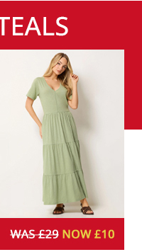 M&Co Sage Green Notch Neck Tiered Cotton Maxi Dress