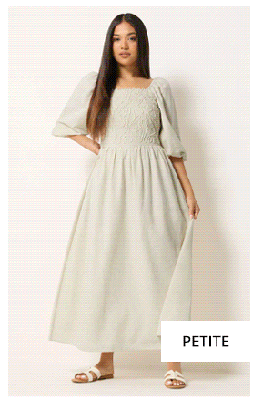 M&Co Petite Natural Brown Embroidered Trim Maxi Dress