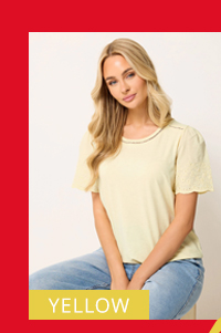 M&Co Yellow Embroidered Sleeve Cotton T-Shirt