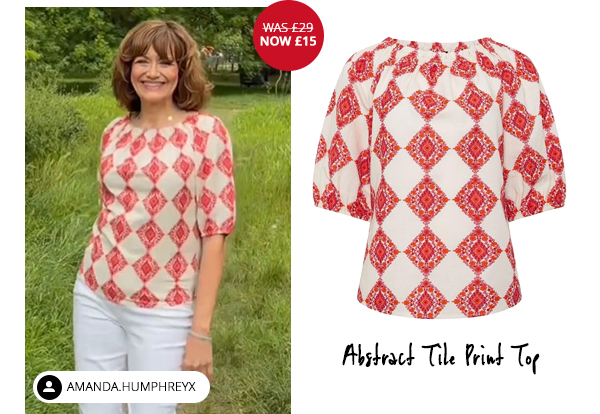 M&Co Ivory White Abstract Tile Print Top
