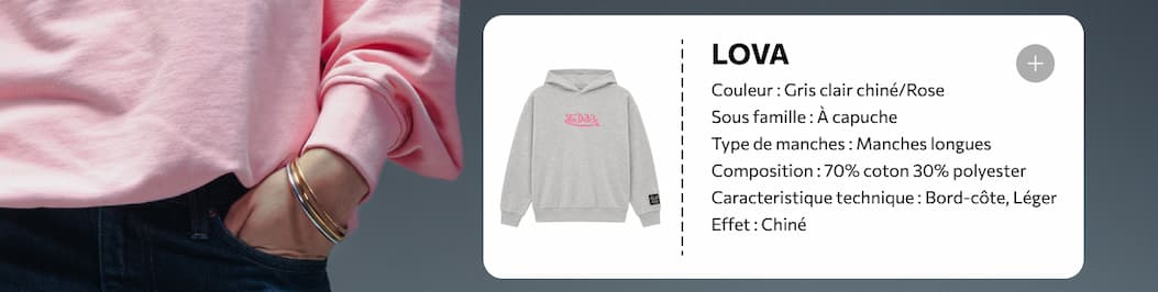 Sweat à capuche Gris LOVA | Femme - Vondutch