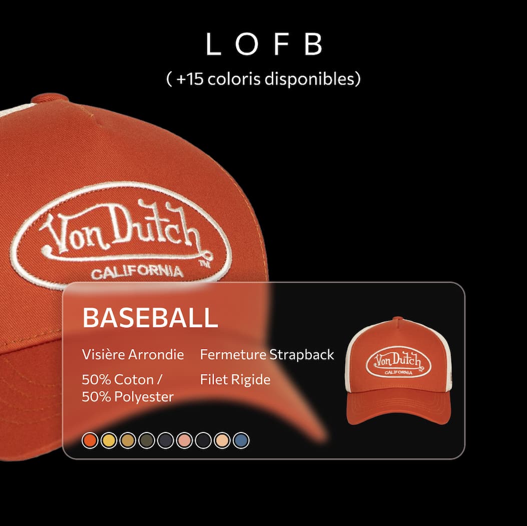 Casquette Vondutch Blanc/Orange Trucker Strapback / Boucle LOFB