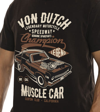 Tee Shirt Noir effet Flammé MUSCLE