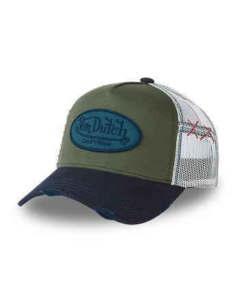 Casquette Vondutch Bleu/Kaki/Blanc Trucker Snapback effet Usé NAVY
