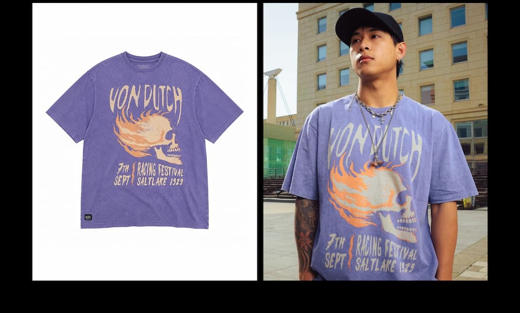 Tee Shirt Violet coupe Relaxed fit Col rond effet Délavé POSTER | Homme - Vondutch
