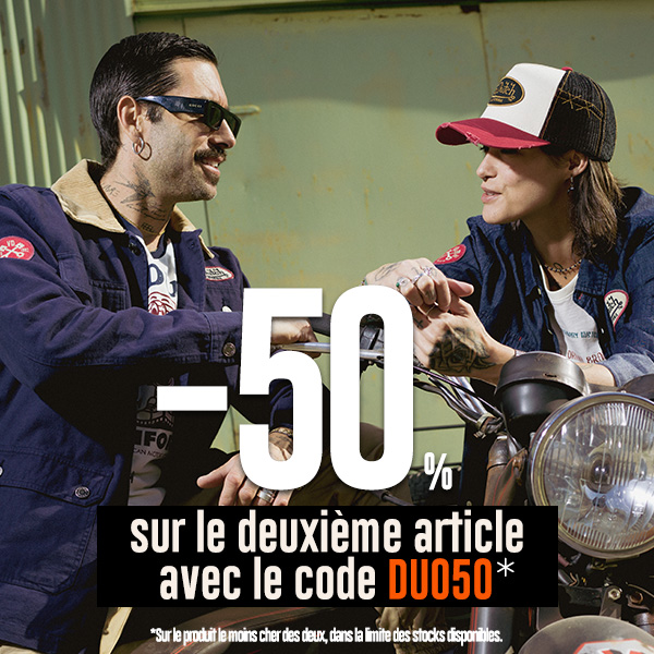 -50% sur le deuxième article avec le code 