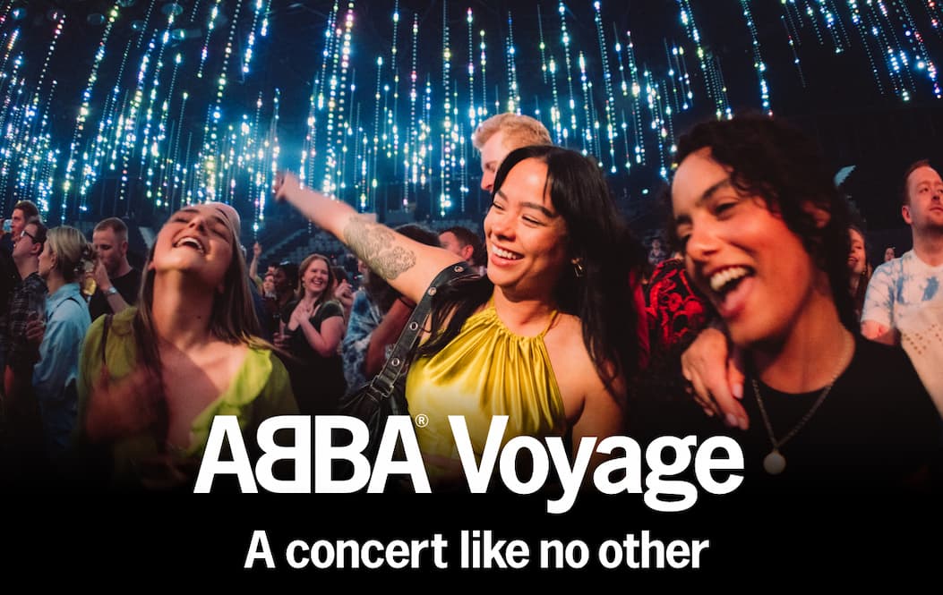 ABBA Voyage photo with logo and text - A concert like no other
